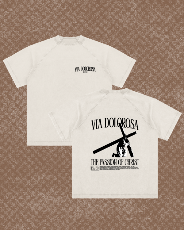 VIA DOLOROSA Vintage Washed Raglan Cotton T-Shirt