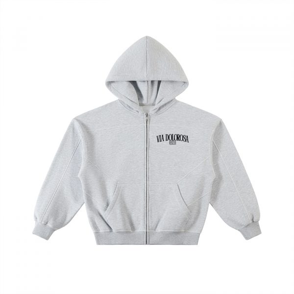 Contrast-Stitched Boxy Fleece Zip Hoodie — 1