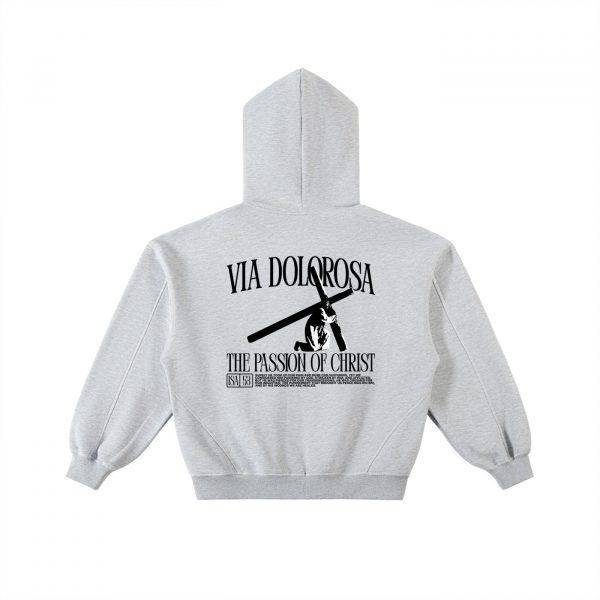 Contrast-Stitched Boxy Fleece Zip Hoodie — 2