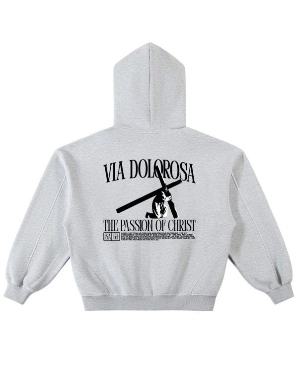 Contrast-Stitched Boxy Fleece Zip Hoodie