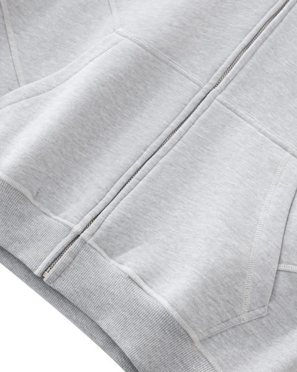 Contrast-Stitched Boxy Fleece Zip Hoodie