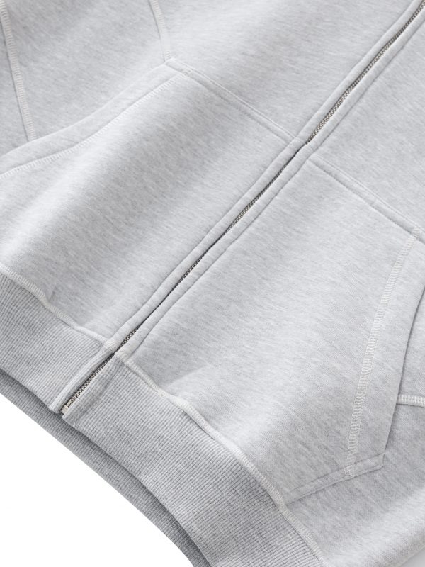 Contrast-Stitched Boxy Fleece Zip Hoodie — 6
